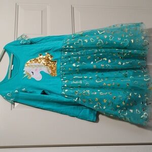 Make Believe Long sleeve dress with Unicorn size 7/8